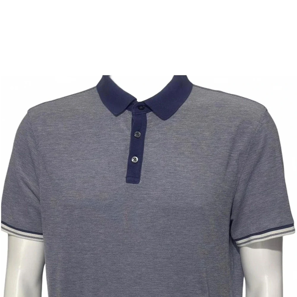 Banana Republic Men's Blue Short Sleeve Polo‎ Shirt With Navy Collar Size Large
